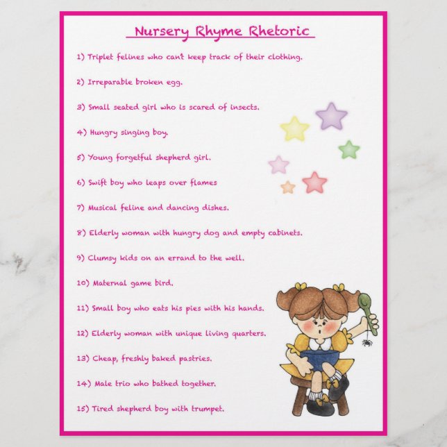 Papier Nursery Rhyme Rhétorique Jeu - Style fille (Devant)