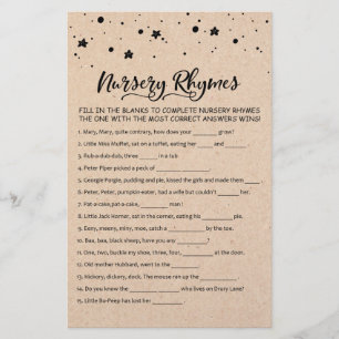 Papier Nursery Rhymes avec réponses Baby shower partie je