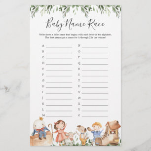 Papier Nursery Rhymes Baby shower Nom de la course Jeu