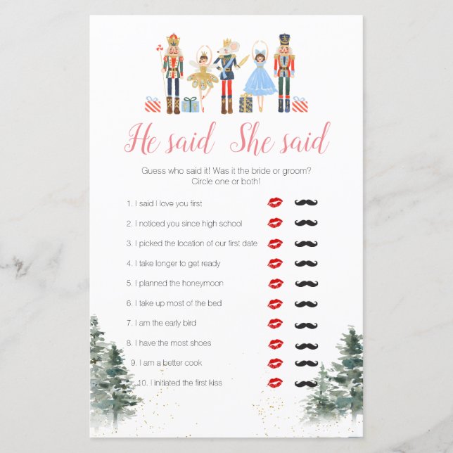 Papier Nutcracker Holiday Fête des mariées Il A Dit Qu'El (Devant)