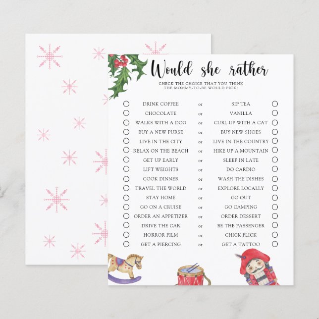 Papier Nutcracker - Voudrait-Elle Plutôt Baby shower Jeu (Devant / Derrière)