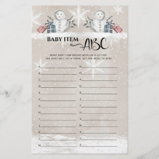 Papier Objet bébé ABC Baby shower Snowman