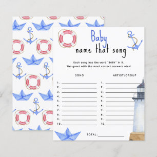 Papier Océan nautique - Nommez cette chanson jeu de baby