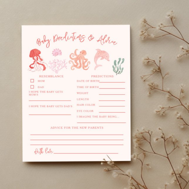 Papier Ocean Shower Pink Baby Predictions & Conseils Card (Créateur téléchargé)