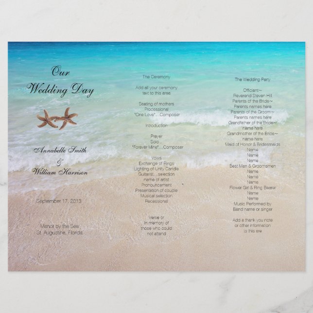 Papier Ocean Tri-Fold Tropical Beach Wedding Program (Devant)