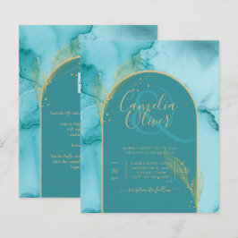 Papier Ocean Turquoise Turquoise Gold Mariage