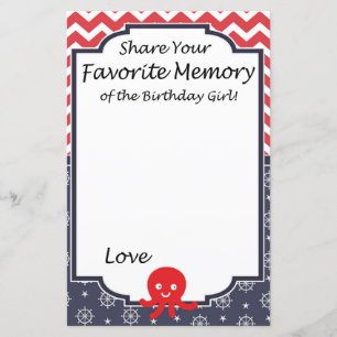 Papier Octopus Mémoire préférée de la fille d'anniversair