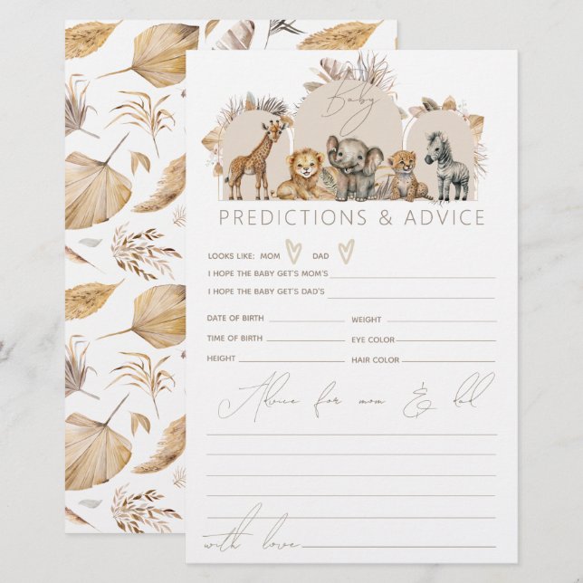 Papier Oh Baby Safari Animaux Boho jeu de Baby shower (Devant / Derrière)