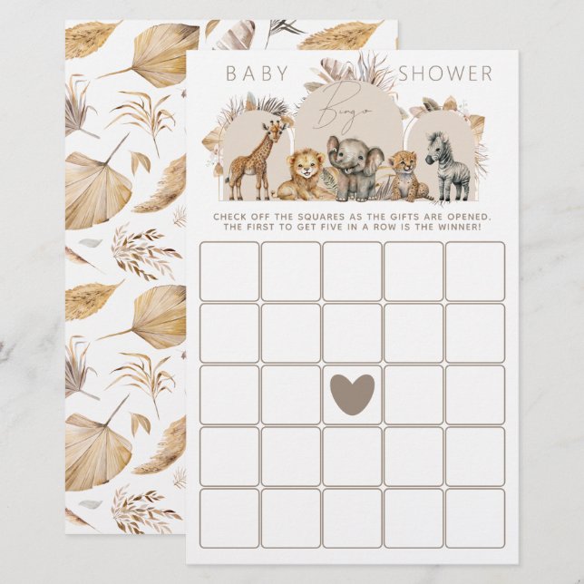 Papier Oh Baby Safari Animaux Boho jeu de Baby shower (Devant / Derrière)