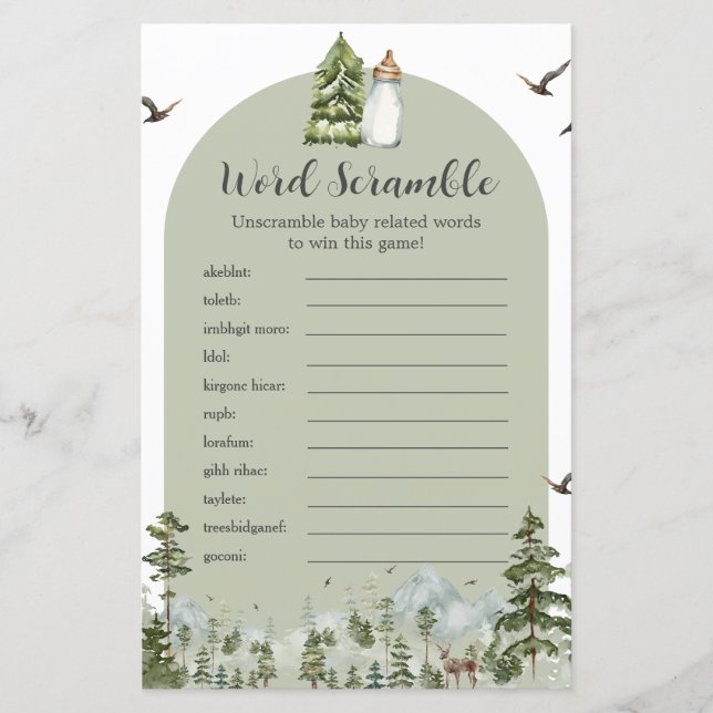 Papier Oh Boy Adventure Pine Forest Word Scramble Jeu (Devant)