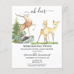 Papier Oh Deer Baby shower Twins Aquarelle