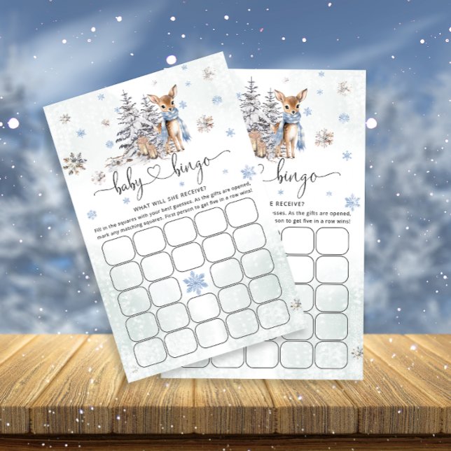 Papier Oh Deer Winter Baby Boy Shower Baby Bingo Jeu (Créateur téléchargé)