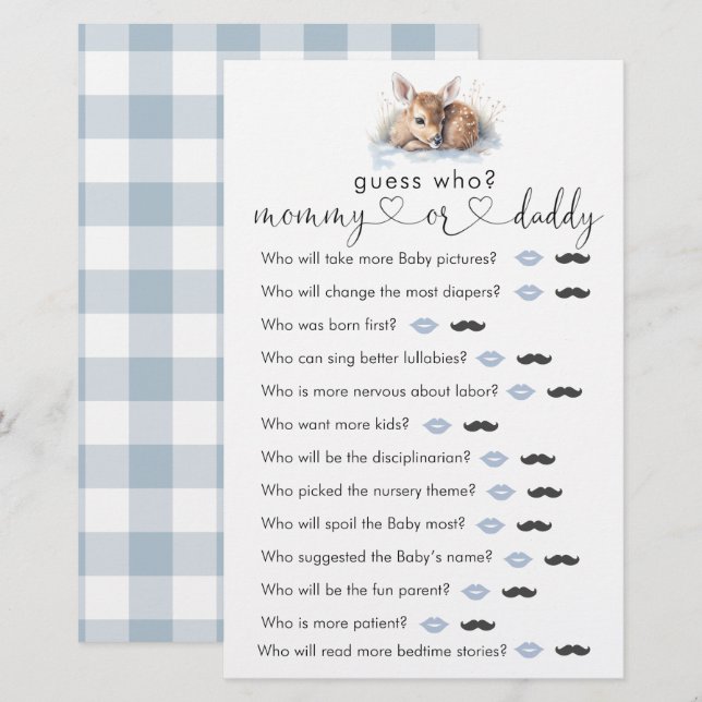 Papier Oh Deer Woodland Winter Baby Show "Devinez qui" Je (Devant / Derrière)