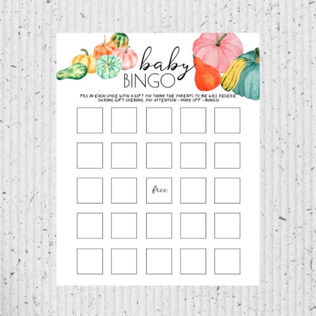Papier Oh Mon Gourd ! - Baby shower Baby Bingo Jeu (Créateur téléchargé)