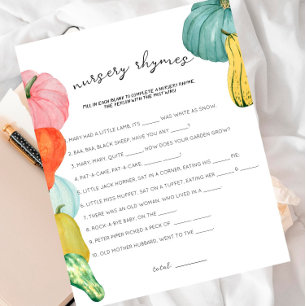 Papier Oh Mon Gourd ! - Baby shower Nursery Rhymes Jeu