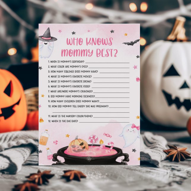 Papier Oh Sheet Ghoul Halloween Qui connaît maman meilleu (Pink Oh Sheet Baby Shower Who knows Mommy Best Game)