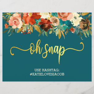 Papier Oh Snap Instagram # Sign - Floral Turquoise & Oran
