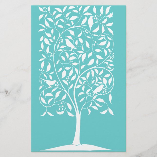 Papier Oiseaux blancs dans l'arbre (Devant)