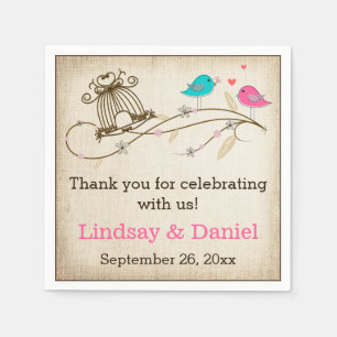 Papier Oiseaux de Whimsical en Love Mariage serviettes