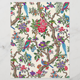 Papier Oiseaux vintage rouges et violets