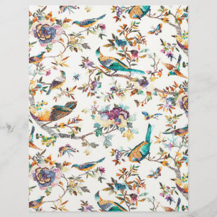 Papier Oiseaux vintage sarcelle et violet