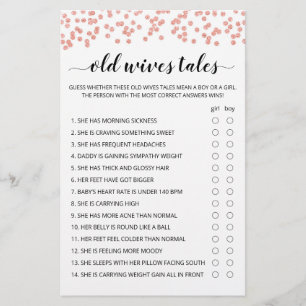 Papier Old Wives Tales Jeu Baby shower partie