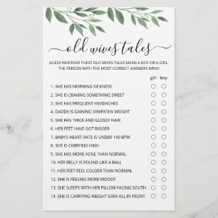Papier Old Wives Tales Jeu Baby shower partie