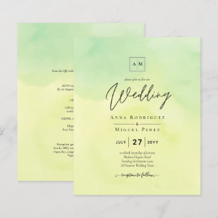 Papier OMBRE All-in-1 Budget Lemon Lime Wedding Invite