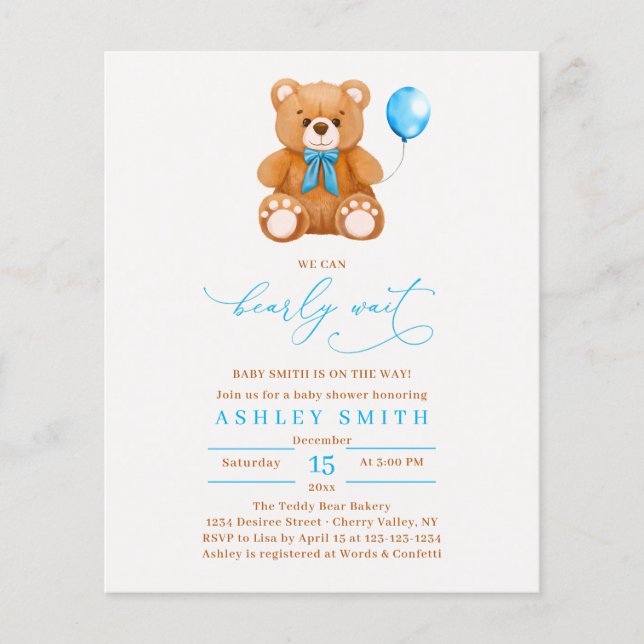 Papier On peut attendre le Baby shower Bleu Balloon Boy (Devant)