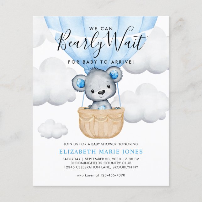 Papier On peut attendre le Baby shower Bleu Balloon Boy (Devant)