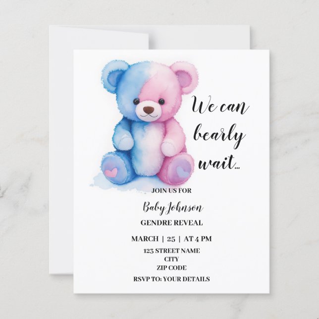 Papier On peut attendre que le genre révèle l'invitation  (Devant)