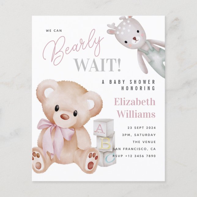 Papier On Peut Attendre Teddy Bear Baby shower (Devant)