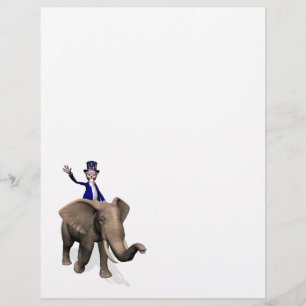 Papier Oncle Sam Riding On Elephant