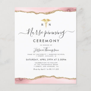 Papier or blush agate Nurse pinning cérémonie Invitation