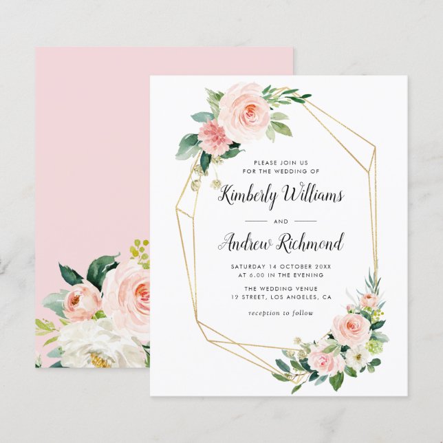 Papier or élégant et floral brillant géométrique (Devant / Derrière)