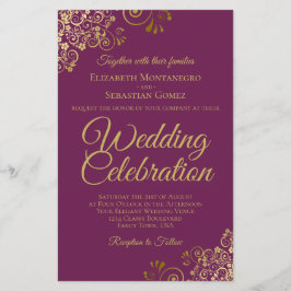 Papier Or Lace Magenta BUDGET Faire-part de mariage Grand