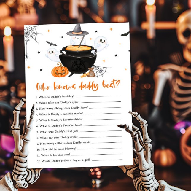 Papier Orange Baby est en train de brasser Qui connaît Da (Baby is Brewing Baby Shower Who knows Daddy Best Game)