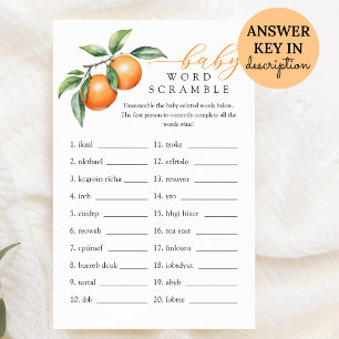Papier Orange Baby shower Bébé Mot Scramble Jeu