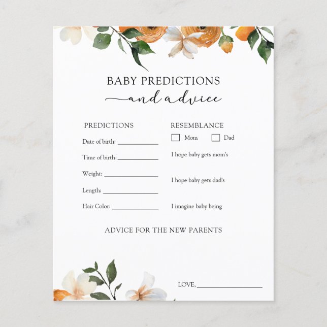 Papier Orange Blossoms Baby Conseils et Prédictions (Devant)