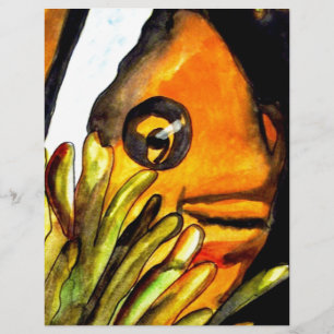 Papier Orange Clown Poisson aquarelle peinture d'art orig