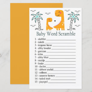 Papier Orange Dinosaur Baby jeu de mots de brouillage
