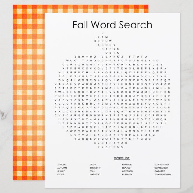 Papier Orange En vichy Citrouille Automne Recherche (Devant / Derrière)