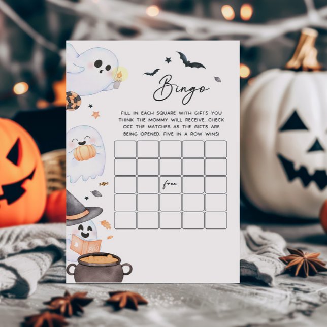 Papier Orange Little Boo Halloween Baby shower Bingo Jeu (Orange Little Boo Baby Shower Bingo Game)