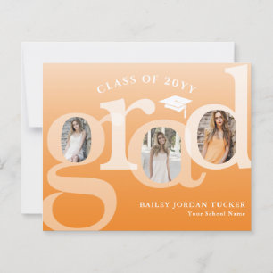 Papier Orange Ombre GRAD - Faire-part de Graduation Budge