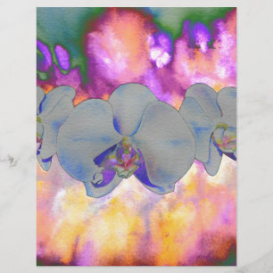 Papier Orchidées florales tropicales à l'aquarelle abstra