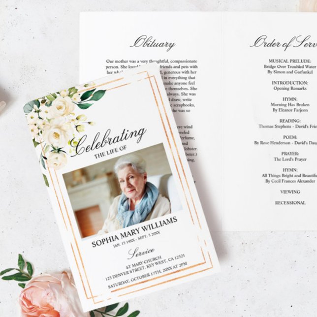 Papier Ordre des funérailles | Floral Memorial Program (Créateur téléchargé)