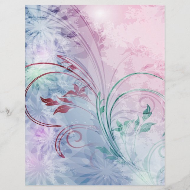 Papier origami rose et bleu à fleurs (Devant)