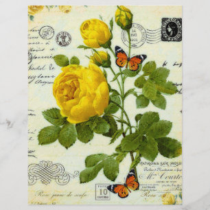 Papier origami roses jaunes vintage