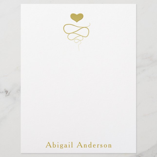 Papier Ornement de coeur de Faux Gold | Stationniste pers (Devant)