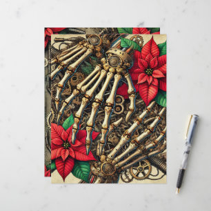 Papier Os à main Steampunk Festif avec Poinsettia